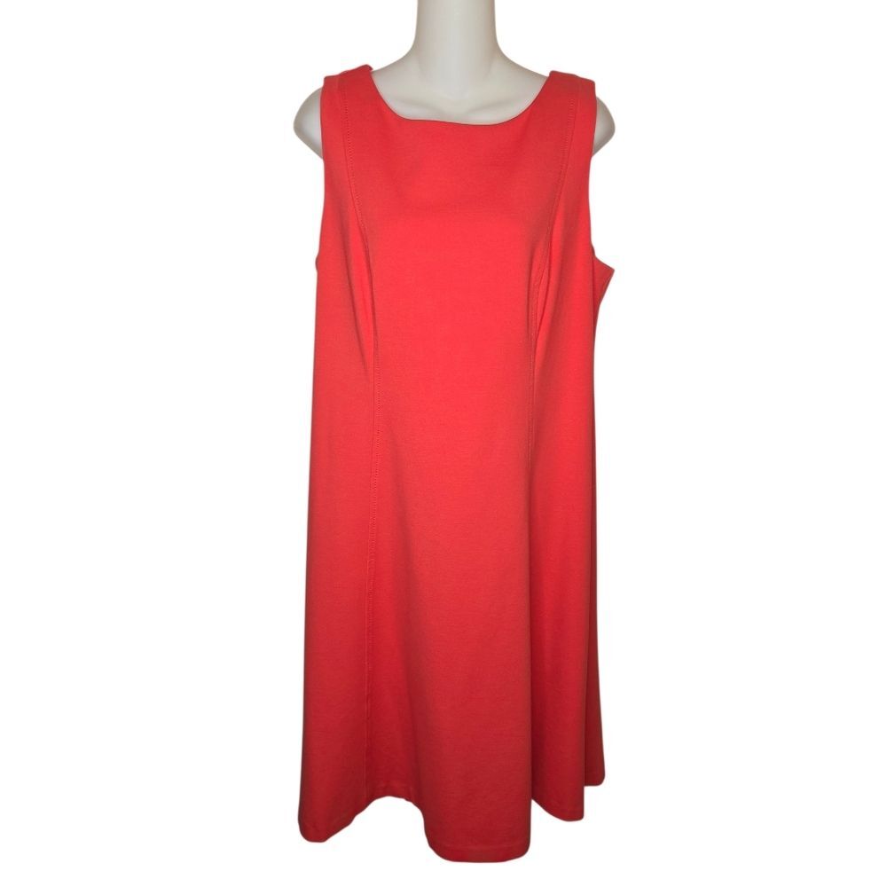 Talbots Sleeveless Coral Ponte Knit Sheath Dress Size 14